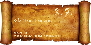 Köles Ferenc névjegykártya